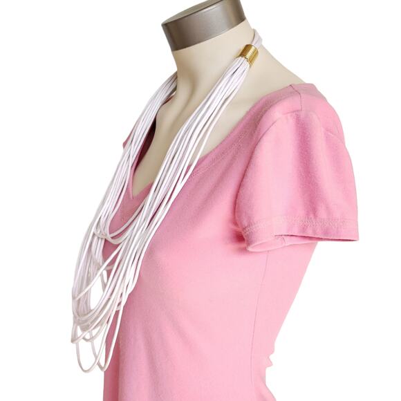 AREA STARS Susanna multi strand rope cord layered statement necklace white NEW - Picture 2 of 5